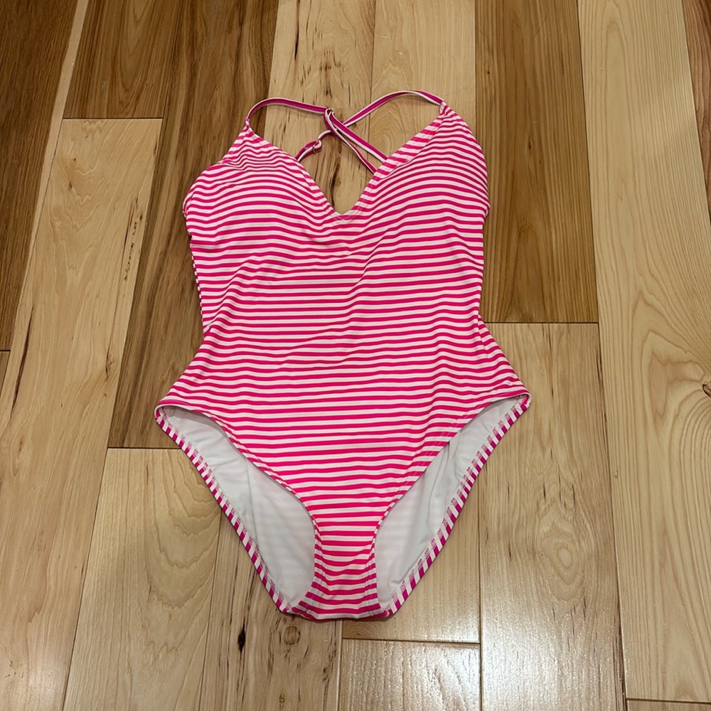 PINK Kate Spade Ringmaster Stripe V-neck One-piece - Picture 4 of 8